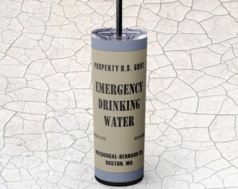Emergency Drinking Water-Skinny Tumbler with Straw, 20oz