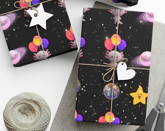 Axolotl Universum Presentpapper: Nyckfull himmelsk design