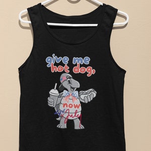 4th of July Tanks, Turtle tanks eating hot dog celebrating 4th of July, 4th of July Shirt Women Tanks, USA Tank Top.
