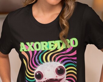 Retro Neon Axolotl T-Shirt: Fluorescent 80s Style