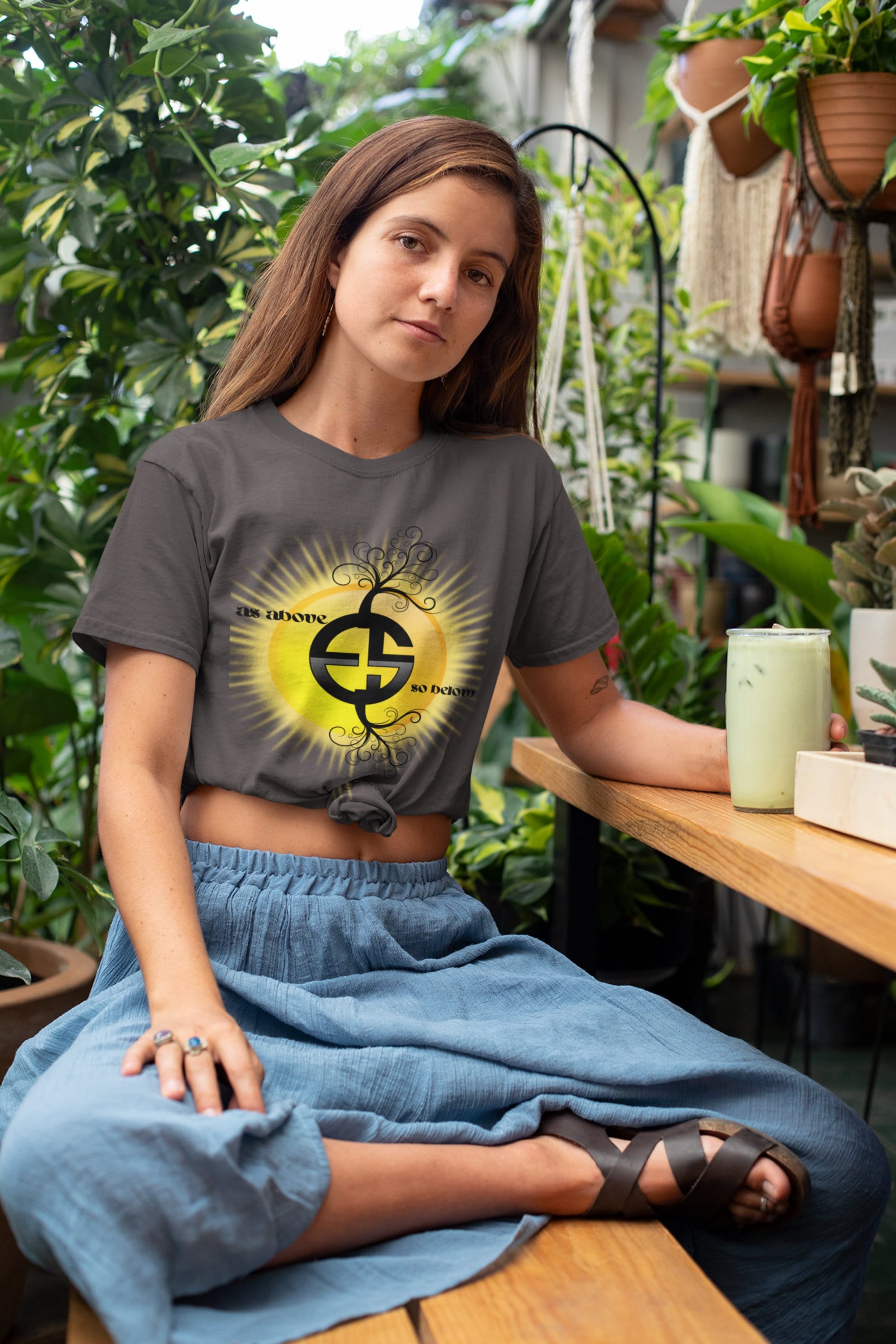 Energy shirt with symbol of as above so below ,1111 t'shirt , energy shirt with the sun ,Unisex Garment-Dyed T-shirt