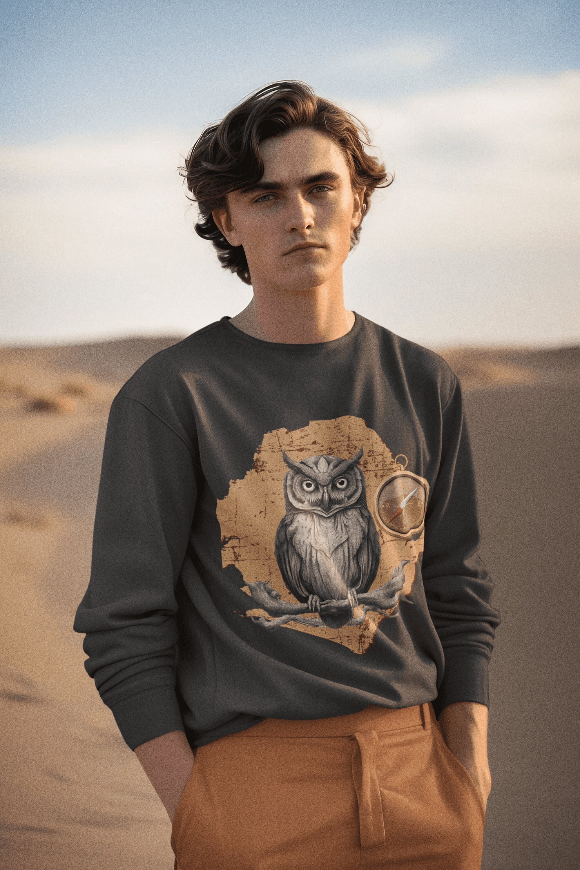african map sweatshirt, Unisex sweatshirt ,Owl located in north africa on sweatshirt, Beautiful owl 