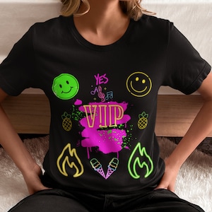 VIP NEON SHIRT, funny neon t&#39;shirt , party neon shirt,Glowing in Style Retro Radiance: Neon Funk Fashion Neon Extravaganza
