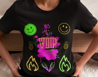 VIP NEON SHIRT, funny neon t&#39;shirt , party neon shirt,Glowing in Style Retro Radiance: Neon Funk Fashion Neon Extravaganza