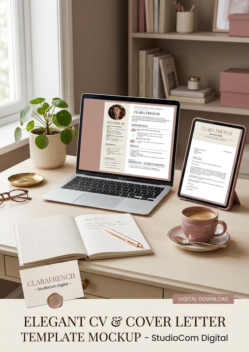 Student Resume Template Canva | Minimalist Aesthetic CV + Cover Letter ...