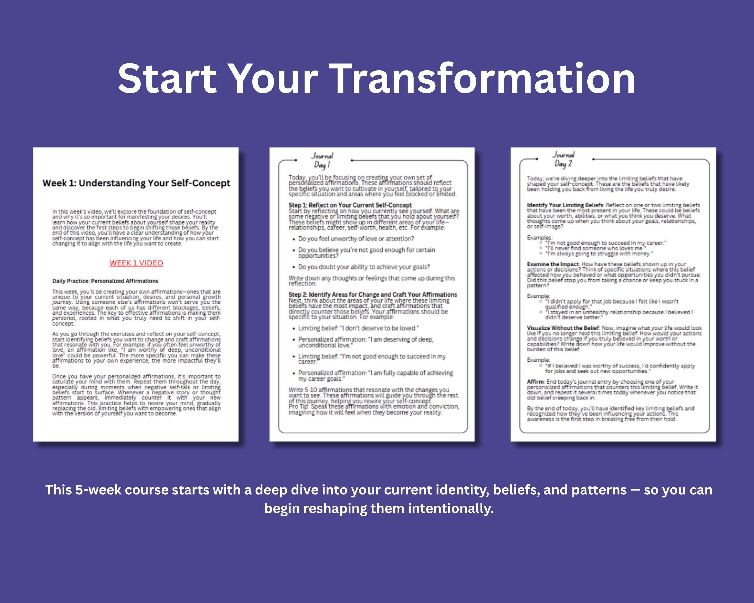 Self-concept Mastery Course: Manifest Your Dreams (digital Course) - Etsy