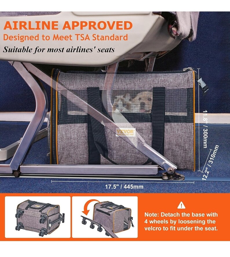 Rolling Dog Carrier Airline Approved Carrier With Wheels for Small Dog Travel Bag Bag for Pet