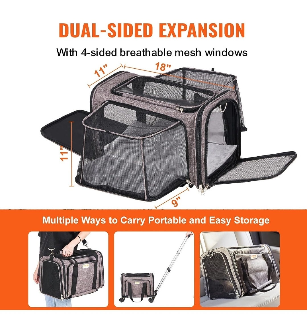 Rolling Dog Carrier Airline Approved Carrier With Wheels for Small Dog Travel Bag Bag for Pet