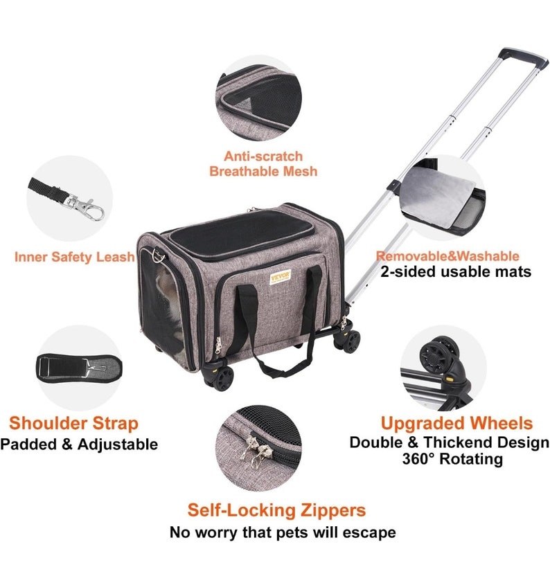 Rolling Dog Carrier Airline Approved Carrier With Wheels for Small Dog Travel Bag Bag for Pet