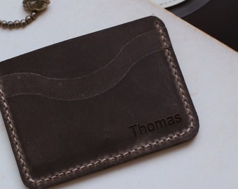 Porte-carte minimaliste, portefeuille slim en cuir personnalisé, porte-carte de crédit personnalisé, petit portefeuille pour hommes, cadeau de Noël, cadeau pour lui