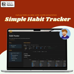 Simple Habit Tracker Notion Template / Notion Habit Tracker / Progress Tracker / Notion Habits / Behaviour Tracker Notion / Notion Tracker