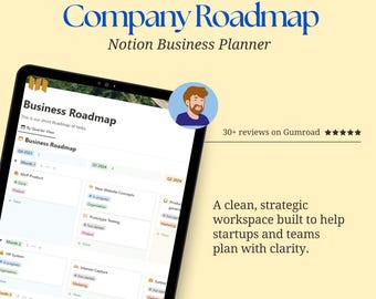 Plantilla de planificación de hoja de ruta empresarial de Notion (descarga digital)