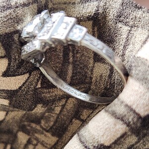 Art Deco Platinum Diamond Ring .92ctw Antique Engagement Ring European Cut 1930s Square Ring Vintage Platinum Diamond Ring image 5