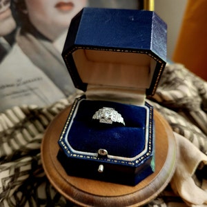 Art Deco Platinum Diamond Ring .92ctw Antique Engagement Ring European Cut 1930s Square Ring Vintage Platinum Diamond Ring image 1