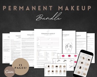 Editable Permanent Makeup Forms Bundle: PMU Aftercare Cards (Canva Template)
