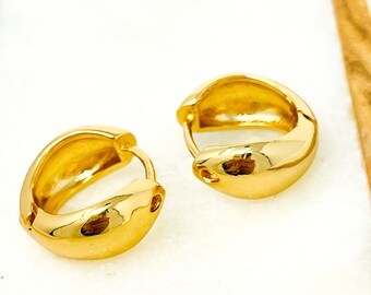 Gold hoops, 18k Goldfilled hoops, handmade earrings, chunky hoops, hypoallergenic earrings, small hoop earrings, chunky small hoops