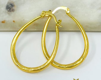Gold Earrings, oval shape hoops, 18K Gold Filled Earring, Chunky Earrings, Dainty Hoop, Chunky Hoop, Gold Filled oval Hoop, bridesmaids