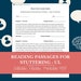 Reading Passages Worksheet for Stuttering Practice (upper Level) for ...