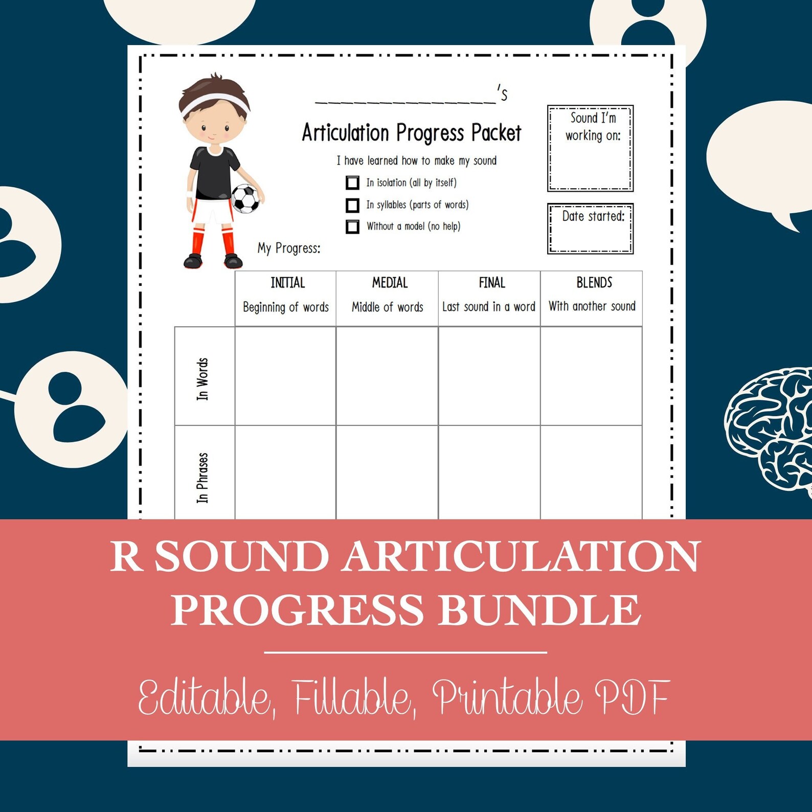Printable R Sound Activities R Sound Articulation Progress Worksheets Bundle for Speech Therapy ...