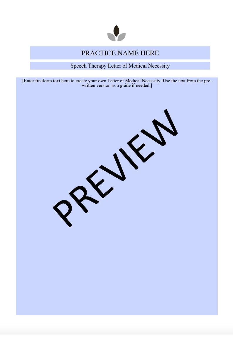 Letter of Medical Necessity for Speech Therapy editable, Fillable