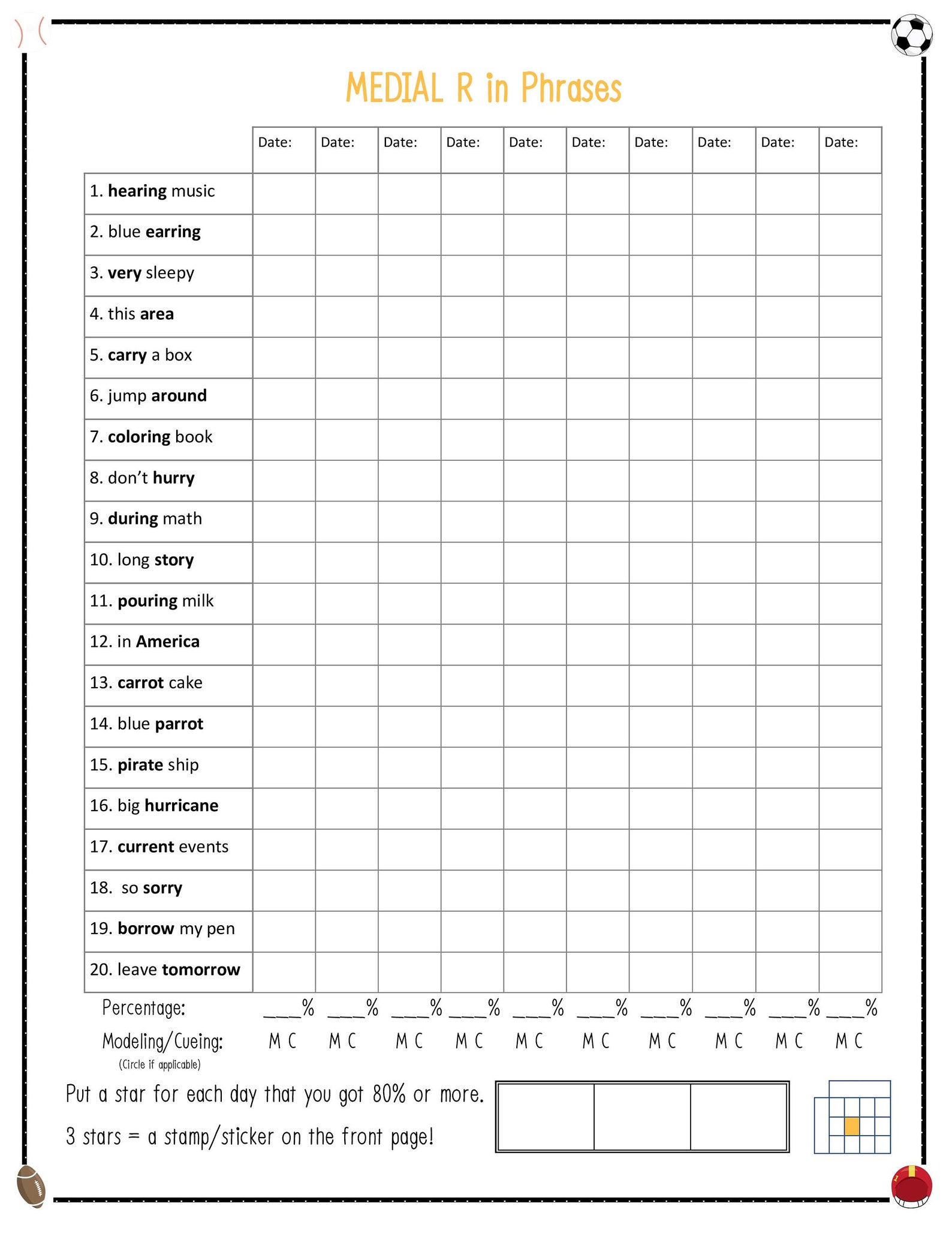 R Sound Articulation Progress Worksheets Bundle for Speech Therapy ...