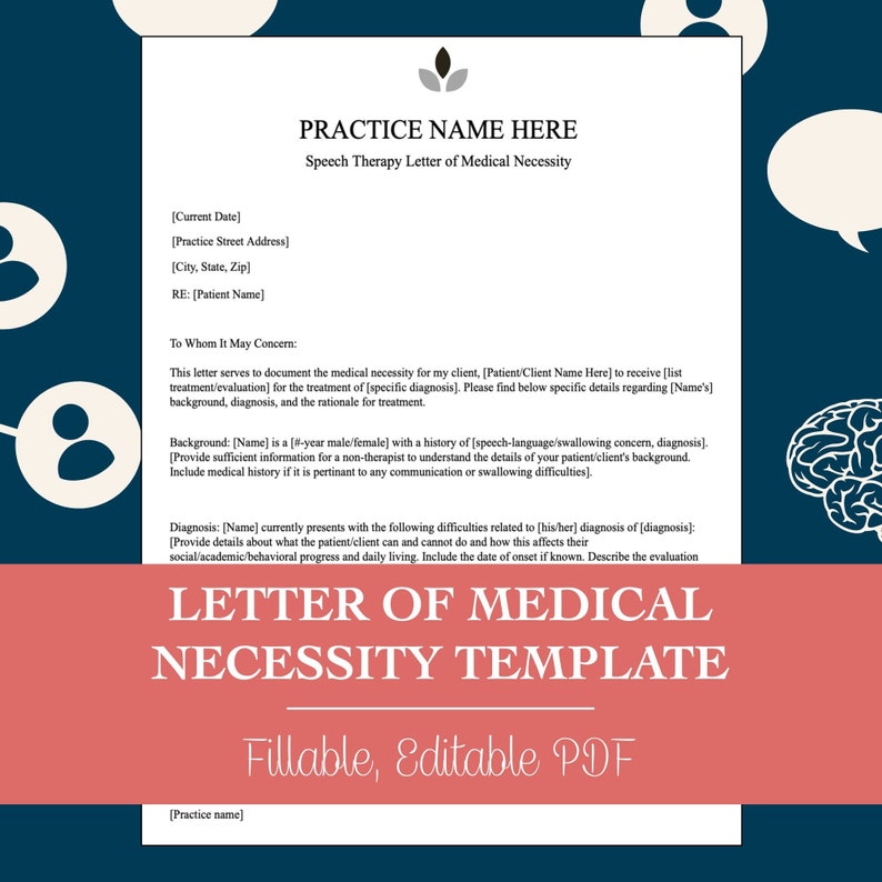 Letter of Medical Necessity for Speech Therapy editable - Etsy