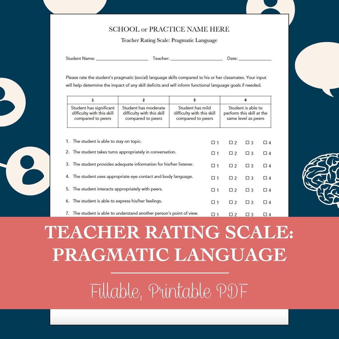 Teacher Rating Scale Pragmatic Language Worksheet For Speech Therapy teacher-rating-scale-pragmatic-language-worksheet-for-speech-therapy