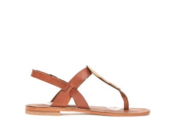 Nereus Chestnut Brown Leather Women's Sandals