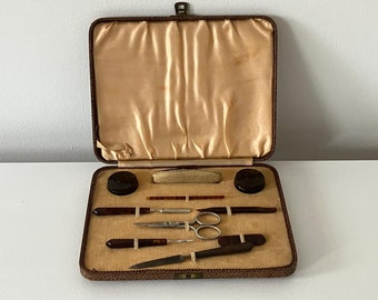 Vintage/Antique Manicure Set, Gifts, Beauty Accessories, Lady's Manicure Set, Nail Tools and Brushes, Manicure Set with Case, Toiletry Kits