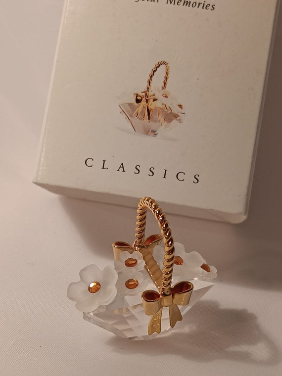 Swarovski Crystal Flower Basket: Gold Accents, Crystal Memories