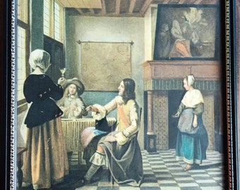 Artwork, Framed Interior of a Dutch House by Pieter de Hooch (1629), Vintage Artwork, Vintage Framed Artwork, Framed Art, Vintage art, Art