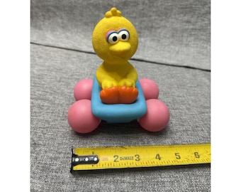 Vintage Big Bird Sesame Street Car Toy Bubble Wheels 1980s 1990s