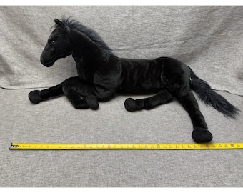 Vintage Pier 1 Kids Large Black Horse Stuffed Animal Toy