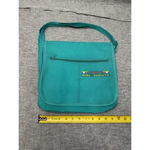 Vintage Junior Girl Scouts Messenger Bag Teal 1990s image 1