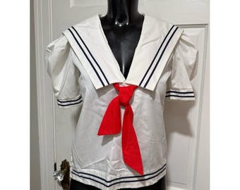 Camiseta marinera roja, blanca y azul para niñas y mujeres, estilo náutico, para el 4 de julio, talla 12, vintage.