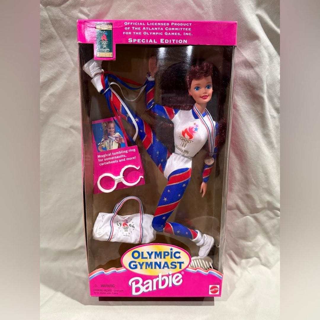 NEW in Box Olympic Gymnast Barbie 1995 Vintage Red Head USA Sports