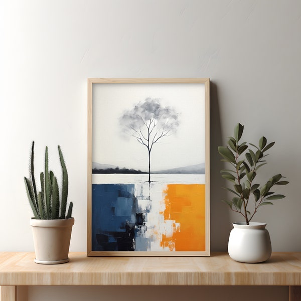 Blue Orange Wall Art Etsy
