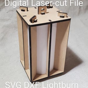 Digital Laser Cut File - Modern Wood & Paper Lantern Lamp Design for Electric Tea Light SVG, DXF, Lightburn Tested on 3mm Birch