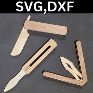Coltello da taglio laser giocattolo in legno Fidget pieghevole coltelli tascabili scorrevoli SVG DXF