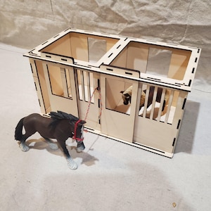 Wood Horse Stable Kit - 15 Pieces for Schleich Papo Mojo horses 1:24 Scale