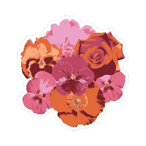 Botanische Blumen Trendfarbe 2025 Aufkleber Sommer Vibe Kiss-Cut Elegante Blumen Aufkleber Hübsche Planer Dekor Chic Laptop Aufkleber Mokka Mousse