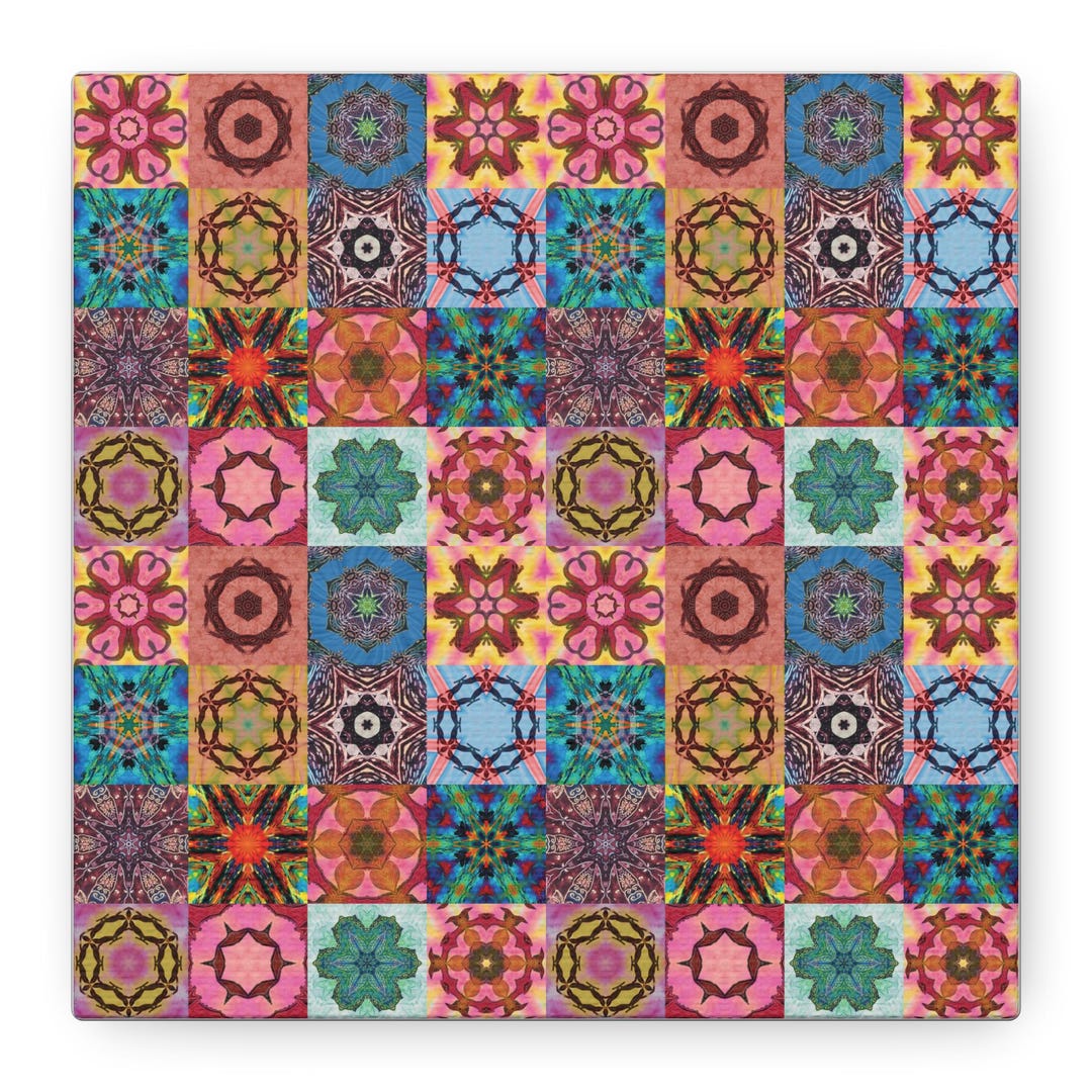 Mandala Patchwork Canvas: Abstract Alien Fantasy Wall Art - Etsy