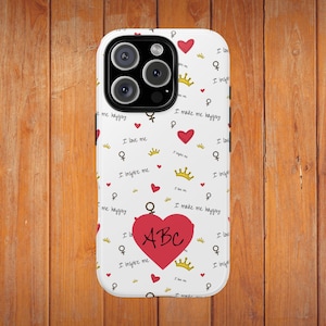 Monogram Phone Case Personalized Tough Phone Case Custom Initial iPhone Case Inspirational Caption Gift for Girls Protective Phone Case