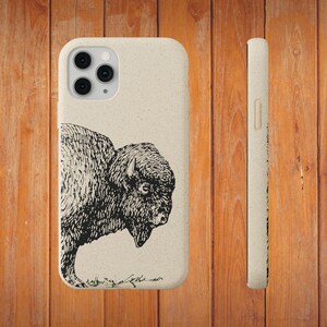 Biodegradable Bison Eco Phone Case, Taurus Protection | Buffalo, Plastic-Free, Earthy Colors, Zodiac, iPhone14, iPhone16, iPhone15 Pro