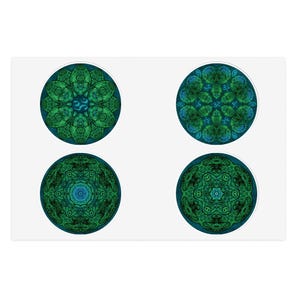 Foglio di adesivi con mandala oceanici, vibrazioni mistiche, simbolo Om, Aum, adesivo per meditazione, adesivo per terzo occhio, adesivo per laptop, regalo per amanti dello yoga, scrapbooking