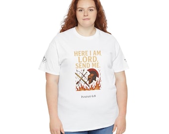Jesaja 6:8 kristen t-shirt, unisex religiös t-shirt, bibelvers-t-shirt, troskläder, inspirerande kläder