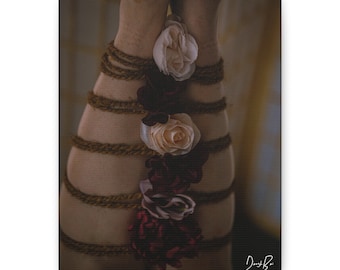 Floral Embrace: Shibari Artistry with Coconut Rope - Shibari Fine Art Canvas Print