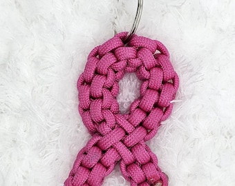 Breast Cancer Awareness Ribbon Keychains / Paracord Ribbon / Handmade