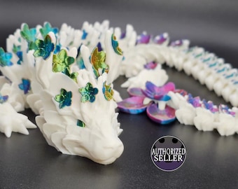 Cherry Blossom Dragon /  Articulated Flexi Dragon / Made to order in the colors you choose!