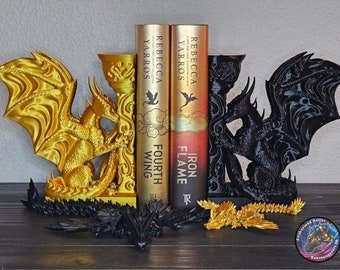 3d Printed Dragon Bookends  / Personalize to fit your style! / Slide under book lip / Single or Pair Options available